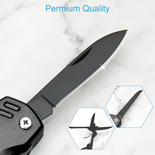 Bovgero Multitool Knife, 16 in 1 Pocket Knife, Handmade Multi Tool Knife, Birthday Christmas Gift for Men Women Him Her Boyfriend Girlfriend Dad Husband, Black