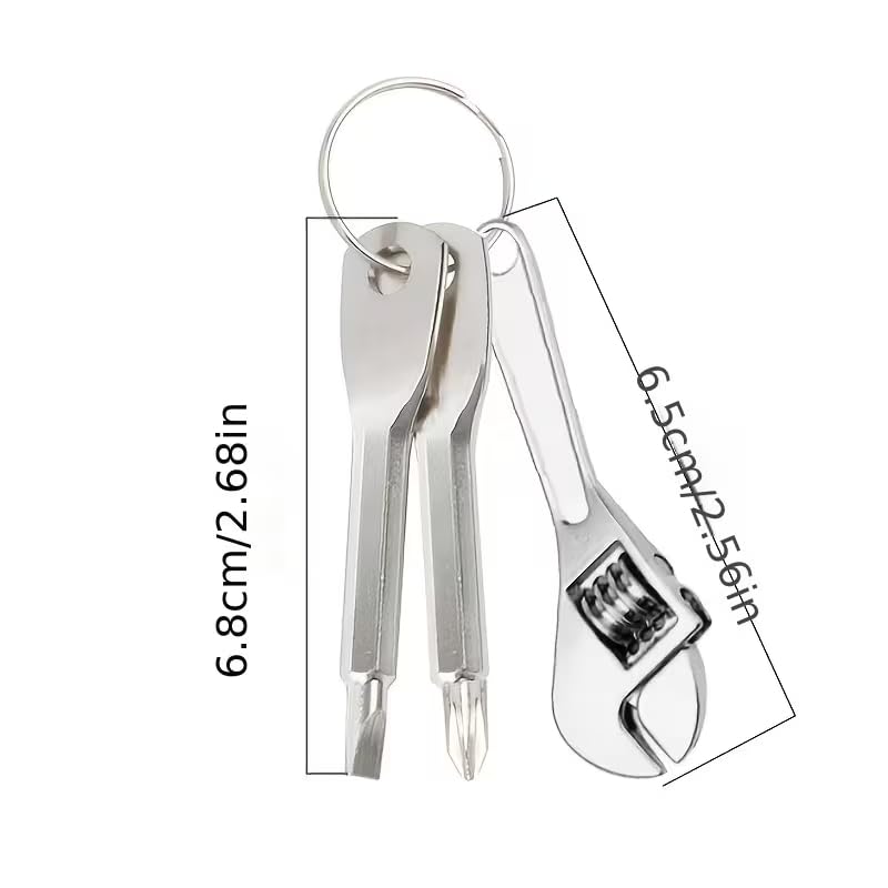 3PCS Portable Screwdrivers, Handle Keychain Set| Adjustable Universal Camping Accessories, Pocket Repair Kit with Allen Wrench, Silvery - color: Silvery