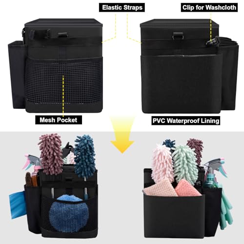 Wearable Large Cleaning Caddy Bag for Housekeepers (Black) - color: Black, size: Cleaning Bag