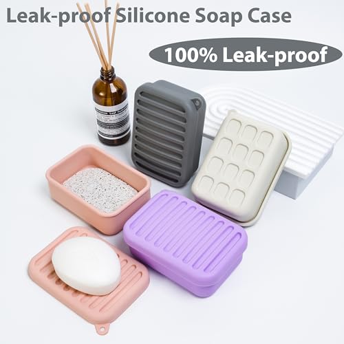 Portable Leakproof Travel Soap Case, Silicone Soap Case, Compact Soap Holder with Drainage Layer, Travel Soap Holder for Camping, Gym, Outdoor (Deep-Gray) - color: Deep-gray