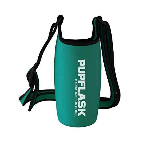 Tuff Pupper PupFlask Insulated Neoprene Dog Water Bottle Holder Sling with Wide Adjustable Shoulder Strap, Great for Travel, Walking, Hiking, Portable Pet Water Bottle Holder (27 OZ, Quetzal Green) - color: Quetzal Green, size: 27 OZ