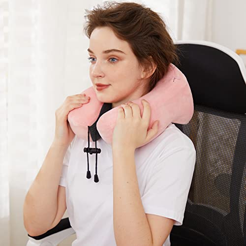 TALLGO Travel Pillow, Best Memory Foam Neck Pillow Head Support Soft Pillow for Sleeping Rest, Airplane Car & Home Use (Pink) - color: Pink