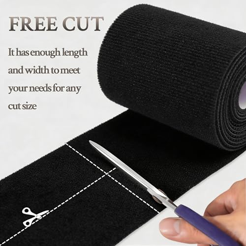IFNOW Hook and Loop Cable Ties Electrical 32FT Reusable Fastening Tape Double-Sided Cable Ties Hook-and-Loop Management Tape Strength 2''/Width (Black) - color: Black