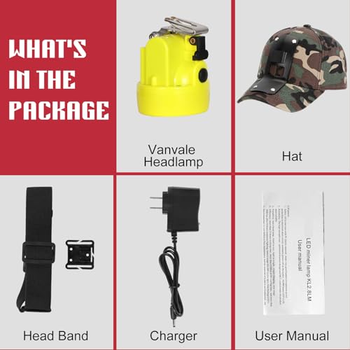 High Lumens LED Mining Headlamp with Hat - Waterproof, Durable, Long-Lasting Rechargeable Headlight, Adjustable Strap, Perfect for Miners Camping Hiking (KL3.0 Yellow with Hat) - color: KL3.0 Yellow with Hat