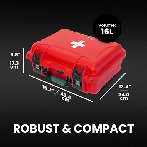 NANUK 920 Waterproof First Aid Box Empty – Durable, Medical First Aid Organizer Case, IP67-Rated, Dustproof, Impact-Resistant, and Floats (15" x 10.5" x 6.2") – Red | Floats (15' x 10.5' x 6.2'), Medical Organizer Case, IP67-Rated - size: 920 - Empty