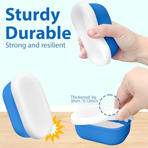 Leakproof Silicone Travel Soap Case with Drainage Layer, Silicone Bar Soap Holder Compact Portable Shatterproof Soap Container Box for Bathroom Gym Camp Travel Toiletries (KleinBlue, Clear Lid) - color: Kleinblue, size: Clear Lid