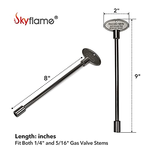 Skyflame Universal Gas Valve Key, Flat Black, 8 Inches | Fits 1/4" and 5/16" Gas Valve Stems, For Fire Pit and Fireplace - color: Flat Black, size: 8 Inches