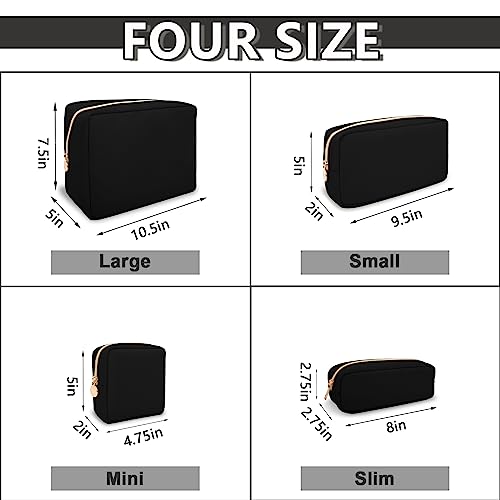 UIXIZQ Waterproof Small Pencil Case Makeup Bag for Purse,Cute Pencil Pouch Preppy Nylon Makeup Brush Holder with Zipper,Girls Portable Storage Case Small Pen Bag for Office(Slim-Black) - color: Black, size: Slim