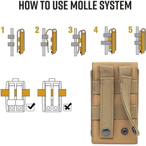 Molle Phone Pouch, Small Molle Pouches, Tactical Cell Phone Holster, Heavy Duty Waterproof Smartphone Case Holder for Vest Belt Waist (Black) - color: SIMPLE BLACK