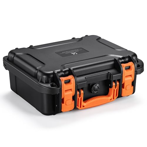 K&F CONCEPT Waterproof Hard Case, IP67 Protective Case with Pre-Scored Foam - color: Black and Orange