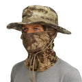 2PCS Camo Boonie Hat Balaclava Face Mask Wide Brim Sun Hat for Hunting Hiking Bucket Cap with Adjustable Strap - color: Yellow