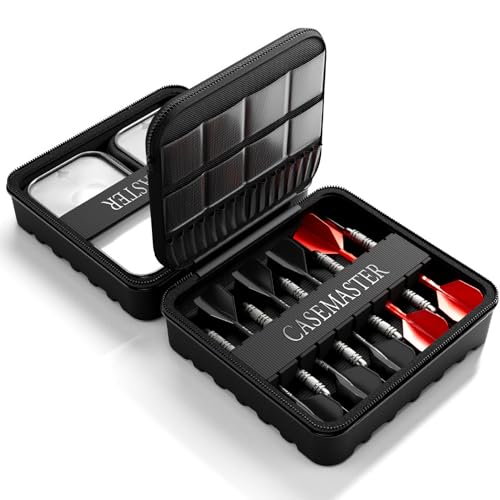 Casemaster Maxx 3 Dart Case, Holds 9 Steel Tip or Soft Tip Darts Fully Assembled, Hard Shell EVA Darts Case, 16 Accessory Pockets, Black - color: Black, size: 3 Dart