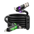 MFish 240W 4-in-1 Fast Charging Cable, Black, 6.6FT | Carrying Case, USB-A & USB-C to USB-C/Lightning, For iPhone 17/16/15/14, MacBook, iPad, Laptop, Samsung S25/S24 - color: Black, size: 6.6Ft