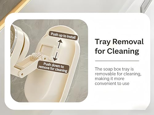 Rotatable Suction Soap Holder - Drill-Free Wall Mounted Soap Dish, Anti-Slip Waterproof Soap Rack with Drainage Tray for Bathroom Shower Laundry Room
