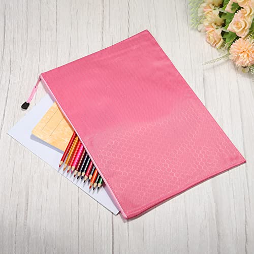 PATIKIL Waterproof Zipper File Bags 5 Pack B4 Document Storage Folders Bills Pencil Pouch for Office Travel, Pink - color: Pink
