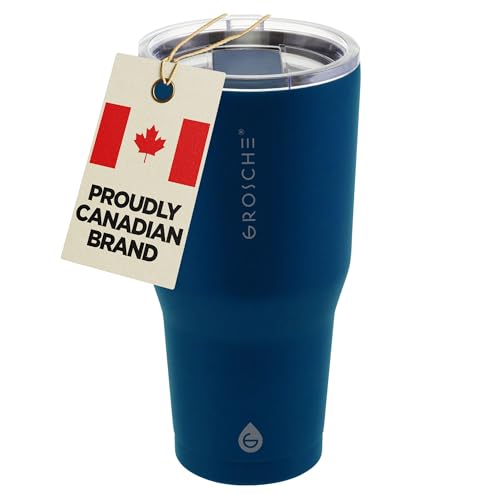 GROSCHE Yukon Triple Insulated Coffee Travel Mug with Lid - 30 oz Blue - color: Blue, size: 30 Ounces