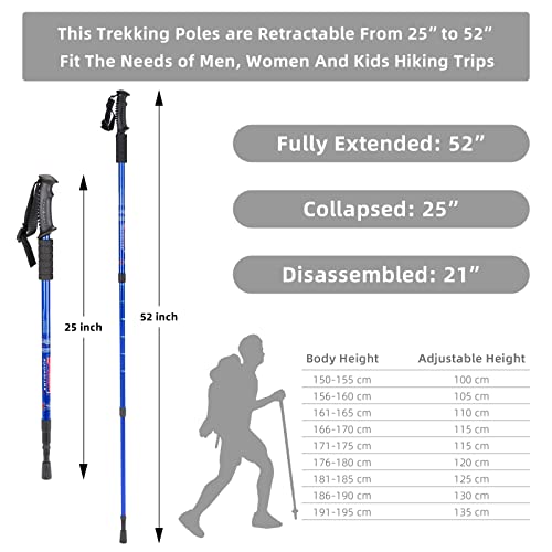 Aihoye Hiking Trekking Poles, 2 Pack Walking Hiking Sticks for Men &Women - color: Blue-Black