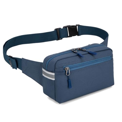 Mini Hiking Waist Bag, 3-Pocket 1.7L RFID Blocking Fanny Pack for Men Women - color: Blue