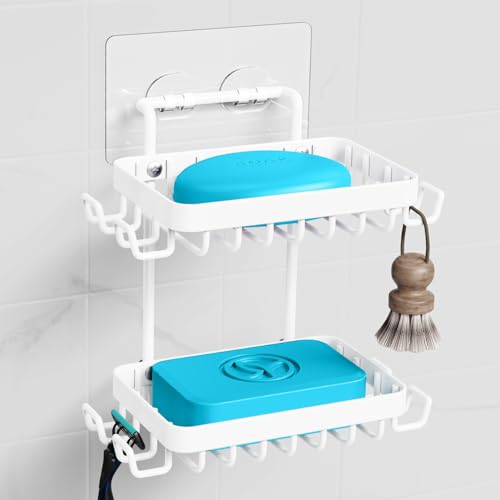 Nieifi Bar Soap Holder, Adhesive Soap Dish for Bathroom Shower Wall - color: White, size: 2 Tier