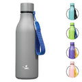 Konokyo 18 oz Insulated Stainless Steel Metal Water Bottle with Strap - color: Gray, size: 18 Ounces