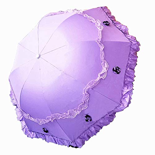 Honeystore Princess Lace Ultraviolet-Proof Folding Umbrella Anti-uv Dome Parasol - color: Purple