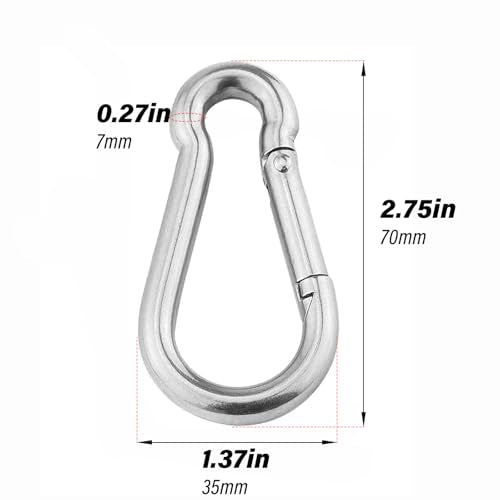3.15 Inch 4 Pack Spring Snap Hook Carabiner, Cable Machine Accessories for Home Gym Pulldown Attachment, Exercise Machine, Heavy Duty Steel Clip for Outdoor Fitness - size: 2.75 Inch