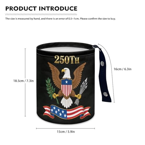 250TH of America Flag Eagle Car Rubbish Bag Can Reusable Hanging Auto Garbage Organization Can Bin with Adjustable Strap for Camping - color: 250TH of America Flag Eagle