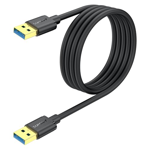 SUNGUY USB to USB Cable 6FT, USB 3.0 Type A Male to Type A Male Cable Data Transfer up to 5Gbps Compatible with Printers, Modems, Hard Drives, Monitor, Camera, Wacom, DVD, Hub - size: 6FT