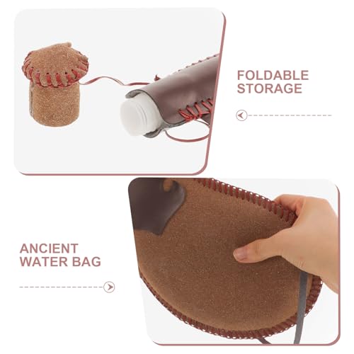 Leather Water Bag Bota Bag Wine Liquid Storage Pouch with Strap