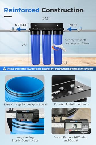 iSpring SGS-Tested Lead Removal Whole House Water Filter System w/ 3/4'' Push-Fit Stainless Steel Hoses, Reduces Arsenic, Cadmium, Mercury, Chlorine & up to 99% Lead, Model: WGB32B-CPB+AHPF12MNPT16X2 - style: Lead Removal