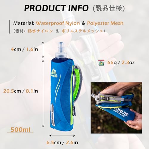 TRIWONDER Handheld Water Bottle for Running, Quick Grip Chill 17 oz Handheld Soft Water Bottle with Hand Strap Hydration Pack, BPA Sport Soft Flask (Black) - color: A-Black 500ml Handheld Bottle
