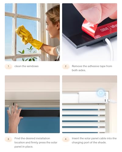1PCS Solar Panels 3.4W 6V Charge for Motorized Blinds with USB-C Connector for Lithium Battery Operated Shades