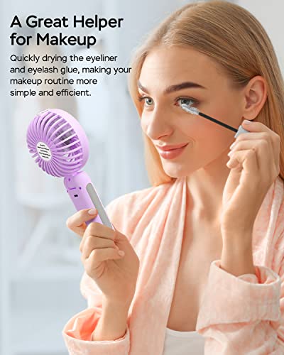 Portable Handheld Misting Fan, USB Rechargeable, Foldable with Water Tank, 3 Speeds, for Travel and Outdoors (purple) - color: purple