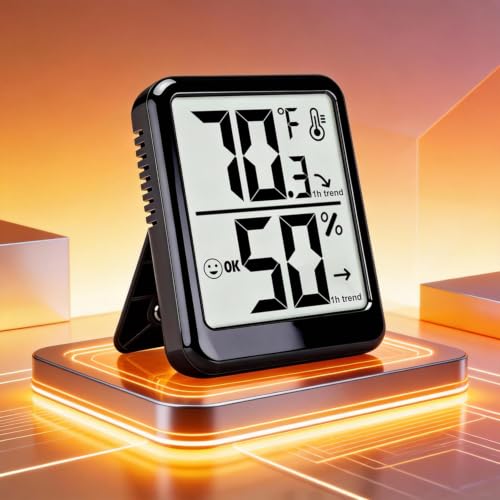 2 Pack Room Thermometer Indoor Hygrometer Digital Humidity Meter - color: Black - Upgraded Version, size: 2 - Pack