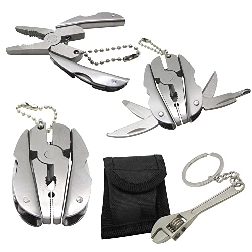 Gadgetime USA Multifunctional Stainless Steel Pliers & Mini Wrench Tool Set - Compact 5-in-1 Multipurpose Pliers & Wrench Set with Sheath - Tool Kit for Camping, Auto, Outdoor - EDC Multi Tool Set