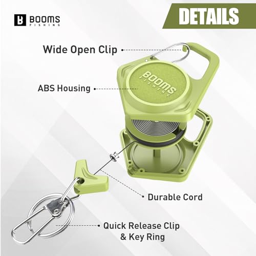 Booms Fishing Scissors for Braided Line: Braided Line Cutter with Zinger Retractor for Saltwater and Freshwater - Micro Serrated Shears Multi-Function Fishing Snips, S01 3.9" Green - color: Green_1