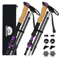 Carbon Fiber Trekking Poles, Lightweight Hiking Sticks with Cork Grip 2 Pcs - color: Purple