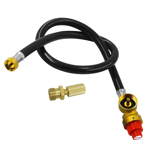MENSI Portable Camping Stove Replacement Propane Butane Regulator with 27.5” Hose with Thread Converter Fits for 𝐆𝐚𝐬 𝐎𝐧𝐞 𝐆𝐒-𝟑𝟒𝟎𝟎𝐏 𝐏𝐨𝐫𝐭𝐚𝐛𝐥𝐞 𝐒𝐭𝐨𝐯𝐞 - size: 27.5" Hose with Adapter Kits