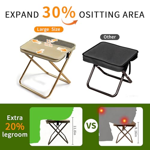 Portable Foldable Backpack Stool, Pocket Chair Camping Fishing Stool, Mini Outdoor Camping Stools Sling Bag, Collapsible Stools Chairs Carry Bag for Fishing Travelling Picnics - color: Khaki