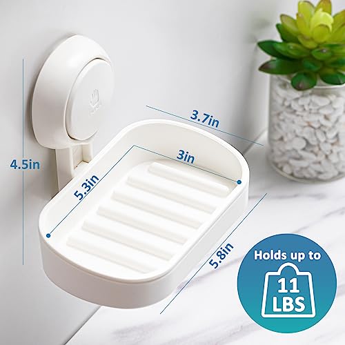 TAILI Soap Holder, Soap Dish for Shower Suction Cup, Bar Soap Holder, White | 2 Set Removable Soap Holder Shower, Soap Tray for Shower Wall, No drill Sponge Holder, Bathroom & Kitchen, Bath Accessories - color: White, size: 2 Set