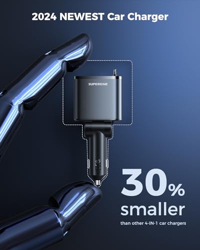 Retractable Car Charger, USB C Car Charger with Dual Type C Cords | Compact, 69W Fast Retractable USB C Car Charger, 4 in 1 Car Accessories Car Chargers for iPhone 17 16 15 14 13 Galaxy Pixel - color: Gray, size: 2 Cords for Type C+Type C