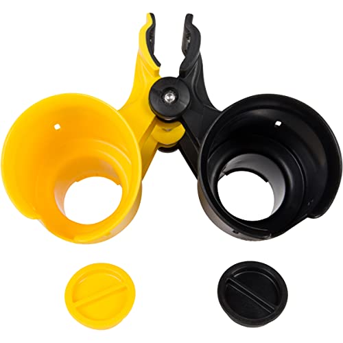 ROBOCUP, (Yellow & Black), Patented Clamp On Boat Cup Holder |Multifunction Dual Drink Caddy for Fishing Poles, Tools, Net, Gaff |Portable Storage for Boating, Beach, Umbrellas, Golf Carts, Strollers - color: Yellow & Black, size: Standard Spring