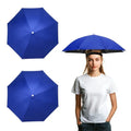 Umbrella Hat, Fishing Hat Hands Free Waterproof Adjustable Sun | Rain Cap Elastic Band Fit Camping - color: Sapphire Blue