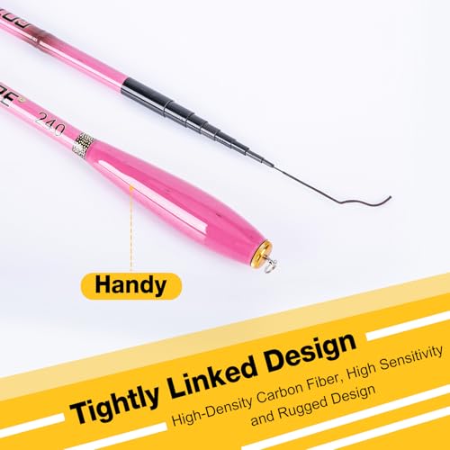 Goture Telescopic Mini Pocket Fishing Pole, Portable Fishing Hand Pole, Stream and Universal Fishing Rod, Ultralight High Strength Fishing Rods Fit for Beginners - color: Pink1, size: 2.7m/9'0''