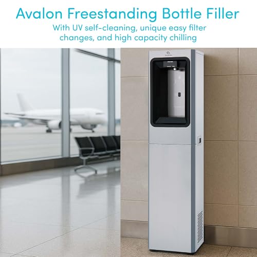 Avalon Freestanding Bottle Filler, Sensor Dispensing, UV Cleaning, Digital Bottle Counter Display, Dual Filtration, WiFi Enabled