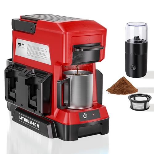 Taingwei Cordless Coffee Maker for Milwaukee M18 18V Battery, Portable Drip Coffee Maker with Electric Coffee Grinder for RV, Camping, Travel, Car, Hiking (Battery Not Included) - style: For Milwaukee Battery