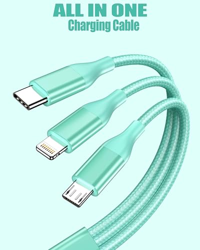3 in 1 Multi Charging Cable for Multiple Devices Fast Charge cord 2Pack 4FT | Car Travel Essentials,MFI Certified Universal Phone Charger with Type C/Micro USB/IP for iPhone17-5 iPad Android Green - color: Green-4ft