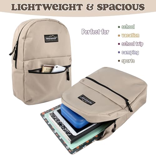 Trail maker Classic 17 inch Backpacks with Adjustable Padded Straps | School Backpacks for Girls, Boys - color: Khaki