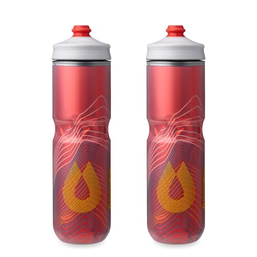 HydraPak Polar Surge Insulated Bike Water Bottle (24oz, Ascent Red) - color: Ascent Red, style: 24oz/700ml