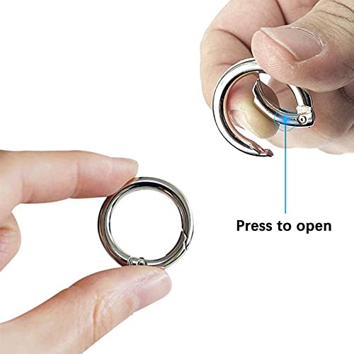 Still Awake 5 Pcs Spring Clip Round Carabiner Buckle, Diameter O Ring Snap Clip Trigger Spring Keyring Buckle,Hooks Clip DIY Accessories - color: Silver, size: 1/2inch